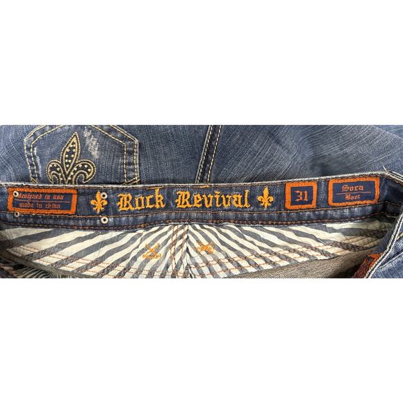 Rock Revival Sora Boot Size 31 Flap Pocket Jeans Excellent Pre Owned Condition - Picture 5 of 7